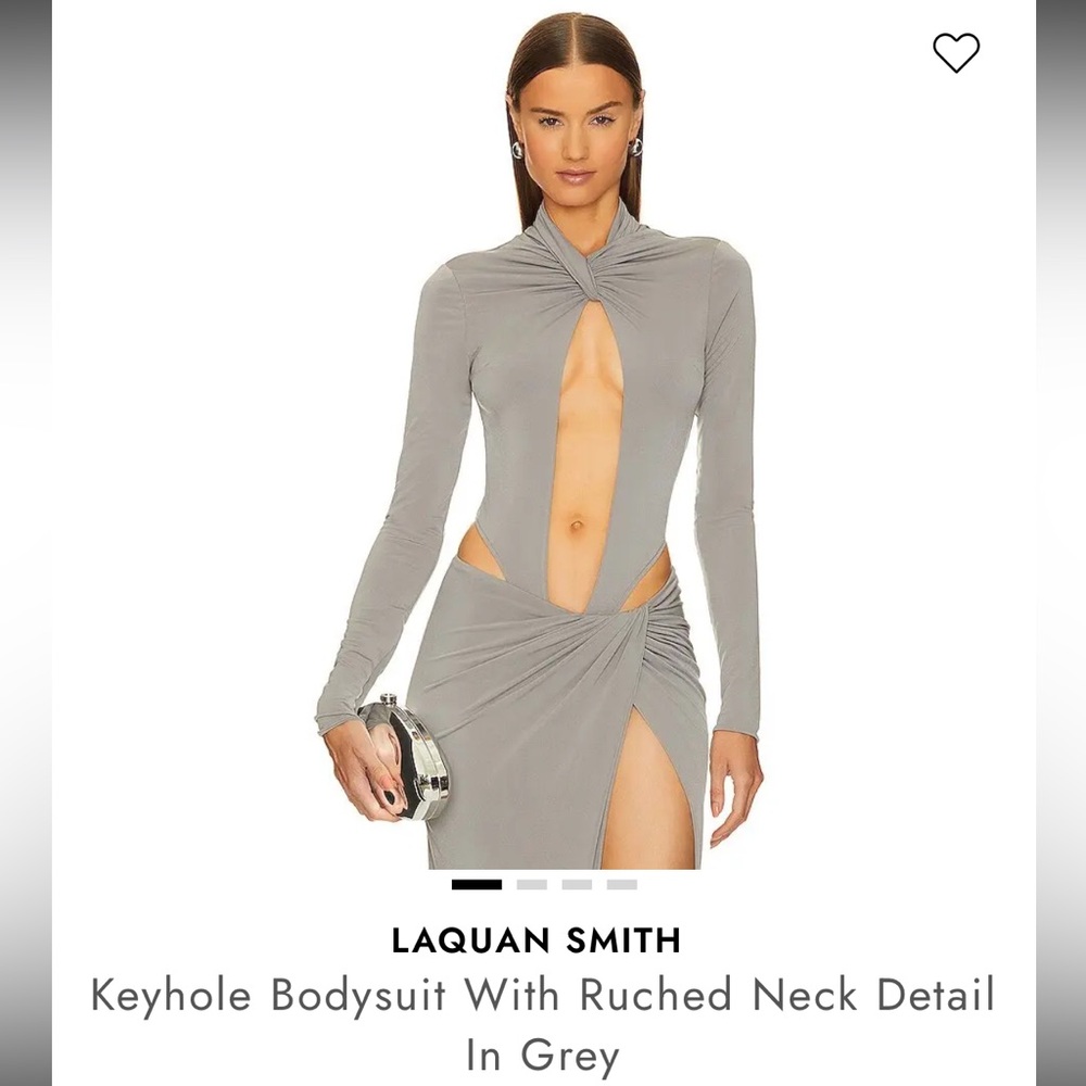 NWT LaQuan Smith $915 Gray Keyhole Bodysuit Dress Size Medium